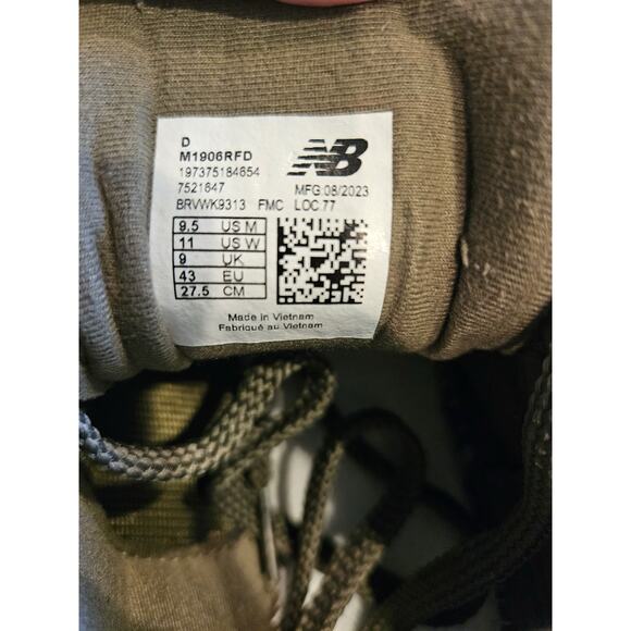 New Balance 1906R Olive Black M1906RFD Mens Size 9.5 No Insoles - Picture 7 of 7